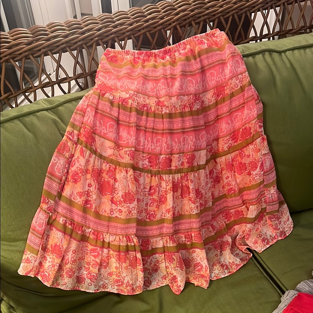 Floral Pink and Green Skirt